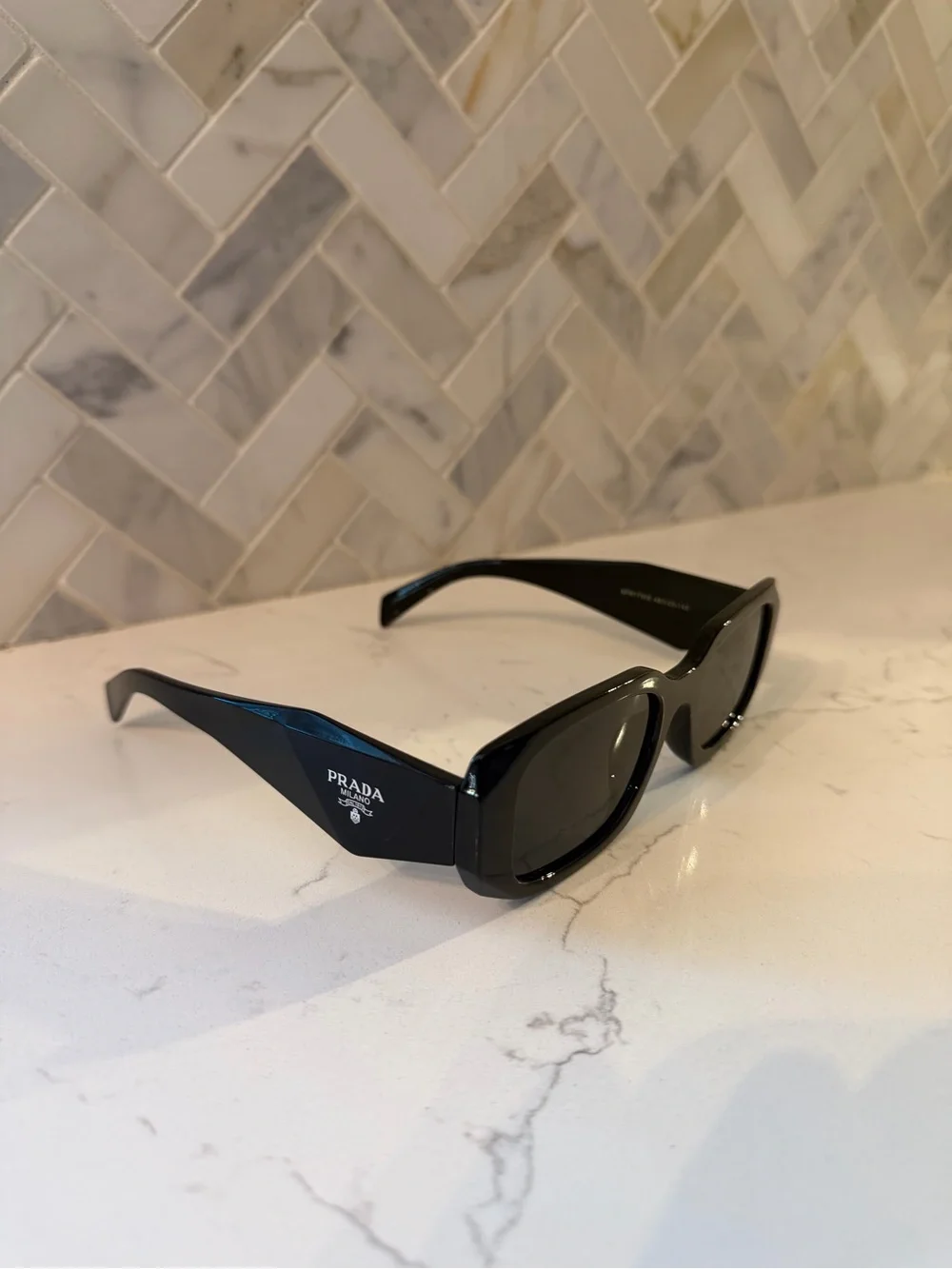 Prada Black Angular Logo Sunglasses